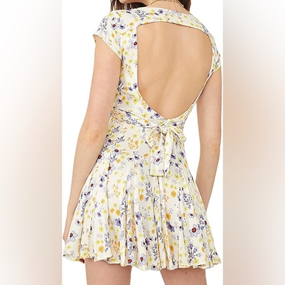 NWT FREE PEOPLE “It Takes Two” wrap mini dress in ivory combo - Picture 2 of 12